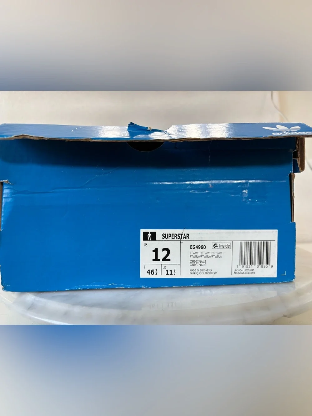 NEW IN BOX ADIDAS SUPERSTAR WHITE/WHITE Sz. 12. OFFERS WELCOME